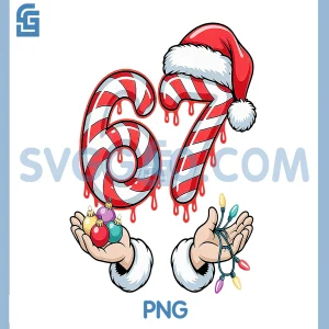 Candy Cane Festive Holiday Fun PNG, Funny Six Seven 67 Christmas PNG