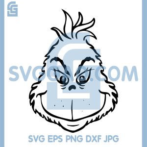 Angry Grinch Face Art SVG, Mean Christmas Villain Iconic SVG