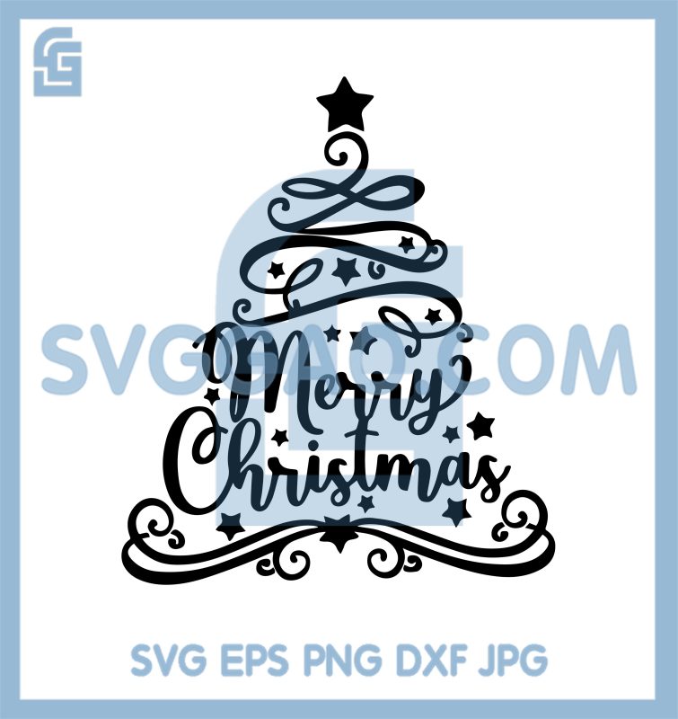 Merry Christmas Tree Script SVG, Elegant Holiday Lettering SVG – SVGGAO