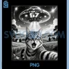 6 7 Cat Selfie UFO Alien PNG, Funny Six Seven Saying PNG