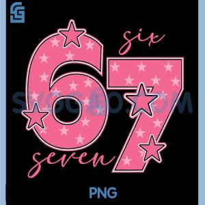 Six Seven Cute Number PNG, Pink Star Design PNG