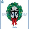 Essentials The Mandalorian PNG, Helmet Holiday Christmas WreathPNG