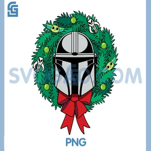 Essentials The Mandalorian PNG, Helmet Holiday Christmas WreathPNG