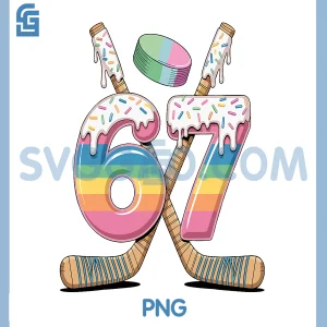 Hockey 67 Ice Cream PNG, Drip Six Seven Hockey PNG
