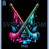 Dripping Hockey Sticks Art PNG, Neon Ice Hockey Street Style PNG