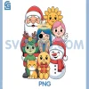 Cute Christmas Character Group PNG, Santa Snowman Bunny Cat PNG
