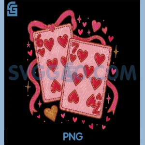 Playing Cards Valentine 6 7 PNG, Coquette Six Seven Meme PNG