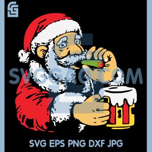 Santa Smoking Cigar And Drinking Beer Svg, Xmas Svg, Beer Svg