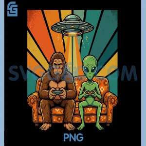 Bigfoot Alien Video Games PNG, UFO Sasquatch Gaming PNG