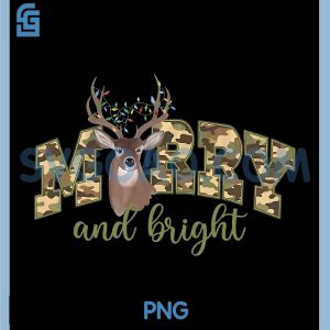 Merry And Bright Camo Deer PNG, Hunting Christmas Outdoor PNG