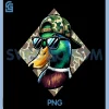 Camo Patriotic Mallard Duck PNG, Camouflage Flying Duck Hunting PNG