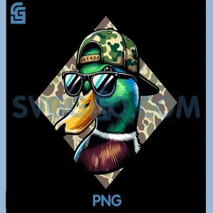 Camo Patriotic Mallard Duck PNG, Camouflage Flying Duck Hunting PNG