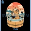 Capybara Relaxing Onsen PNG, Japanese Graphic PNG