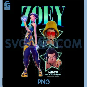 Kpop Demon Hunters Zoey Showcase PNG, Retro Neon Poster PNG