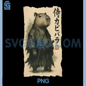 Samurai Capybara PNG, Funny Capybara Japanese Animal PNG