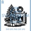 Christmas Tree Fireplace SVG, Vintage Holiday Living Room SVG