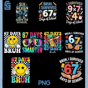 67 Day Bruh Smile Face PNG Bundle, 6 7 Six Seven 67 Meme Bundle