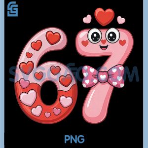 Meme Valentine PNG, Funny Six Seven 6 7 PNG