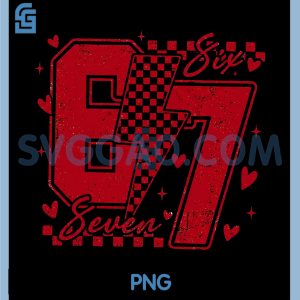 Six Seven Valentine Meme PNG, Red 67 Love Graphic PNG