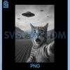 Surprised Scared Cat PNG, Selfie with Alien UFO PNG