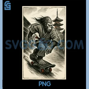 Vintage Japanese Ukiyo-e Art PNG, Graphic Skateboard PNG