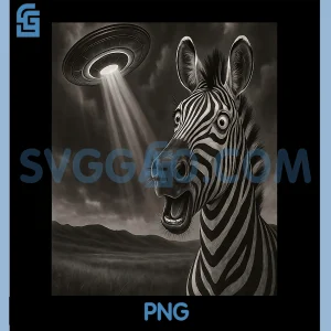 Zebra UFO Encounter PNG, Surprised Alien Abduction Selfie PNG