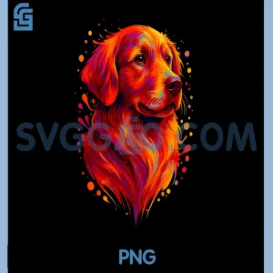 Golden Retriever Art PNG, Portrait For Dog Owners PNG
