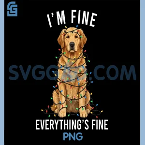 Golden Retriever Christmas PNG, I'm Fine Everything is Fine PNG