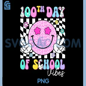 Groovy 100th Day of School PNG, Vibes Smile Face Teacher PNG
