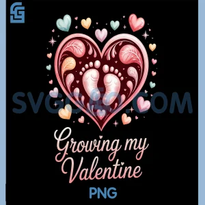 Growing My Valentine PNG, Baby Footprints Heart PNG