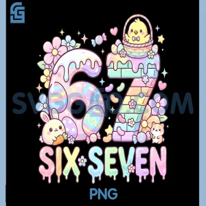 Happy Easter Day 67 Bunny PNG, Six Seven Easter Eggs 6 7 PNG