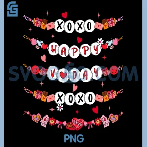 Happy Valentine XOXO V-Day PNG, Friendship Bracelets PNG