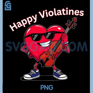Happy Violatines PNG, Viola Man Heart Valentine PNG, Music Lovers Fun PNG