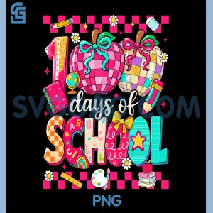100 Days of School PNG, Disco Ball PNG, Teacher Girls Coquette PNG
