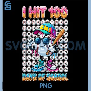 I Hit 100 Days of School PNG, Baseball Ice Cram Drip 100th PNG