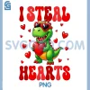I Steal Hearts PNG, Cute Dinosaur PNG, Heart Valentine PNG