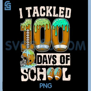 I Tackled 100 Days of School PNG, Football Ice Cream Drip PNG