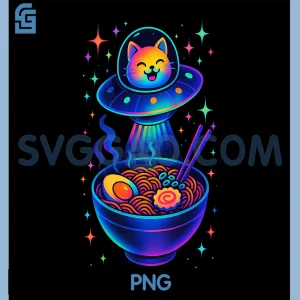 Cat Ramen UFO Cute Graphic PNG, Japanese Anime Kawaii PNG