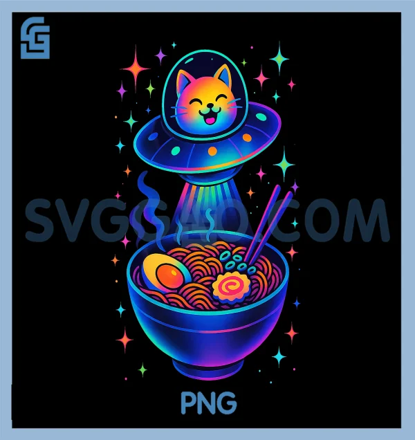 Cat Ramen UFO Cute Graphic PNG, Japanese Anime Kawaii PNG – SVGGAO