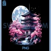 Japanese Sakura Garden PNG, Geisha Mount Fuji Cherry Blossom PNG