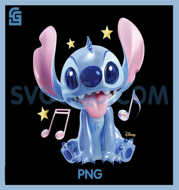 Cute Stitch Music Character PNG, Kawaii Blue Alien Disney PNG – SVGGAO