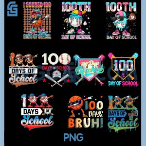 100 Days of School PNG Bundle, Basketball Ice Cram Drip 100th BUndle