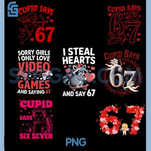 67 Cupid Says Funny PNG, Bundle Valentines Gamer Bundle