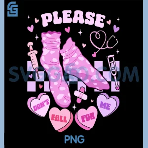 Please Don't Fall for Me PNG, Nurse Valentine Non Slip Socks Fun PNG