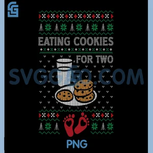 Eating Cookies For Two Pregnancy PNG, Christmas Baby Announcement PNG