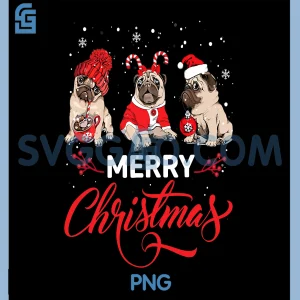 Cute Pug Christmas Trio PNG, Merry Christmas Dog Lovers PNG