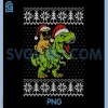 Pug Riding Dinosaur Christmas PNG, Ugly Holiday Dog PNG