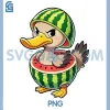 Quirky Duck PNG, Watermelon Summer Fruit Design PNG