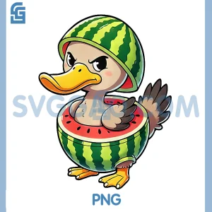 Quirky Duck PNG, Watermelon Summer Fruit Design PNG