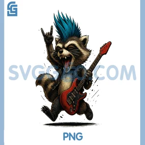 Raccoon Playing Guitar PNG, Rock Music Festival Animal Art PNG